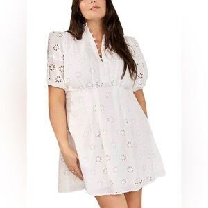 Curvy Girl white eyelet cotton dress Size 16 Torrid Belle Isle Puff Sleeve